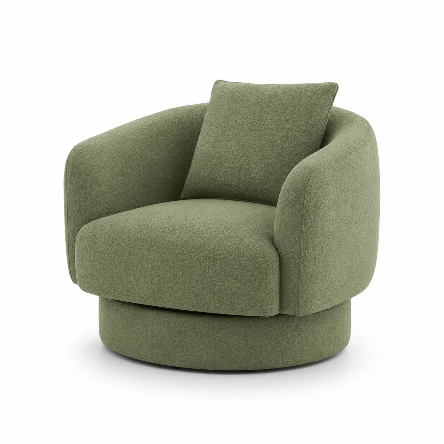 Fauteuil pivotant en tissu avec coussin